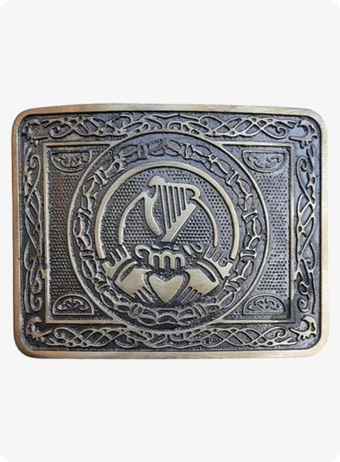 Custom Made Antique Harp Claddagh Kilt Belt Buckle