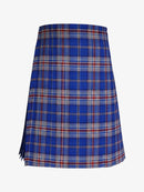 Blue plaid kilt on a white background