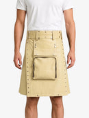 Beige Leather Utility Kilt