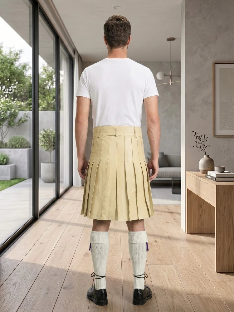 Beige Leather Utility Kilt