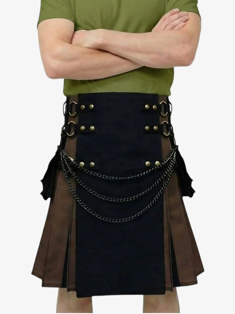 Black Hybrid Gothic Chain Kilt