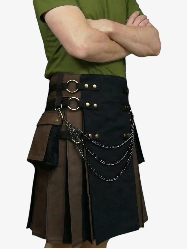 Black Hybrid Gothic Chain Kilt