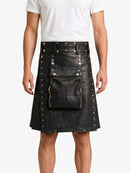 Black Leather Utility Kilt
