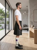 Black Leather Utility Kilt Right Side
