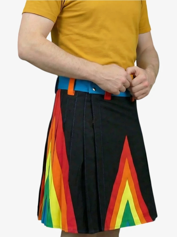 Black Modern Rainbow Kilt