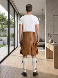 Brown Leather Utility Kilt Back Side