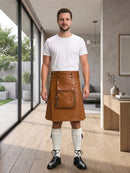 Brown Leather Utility Kilt Front Side