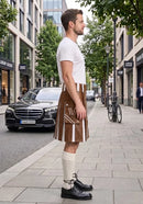 Brown and White Leather Hybrid Utility Kilt right side