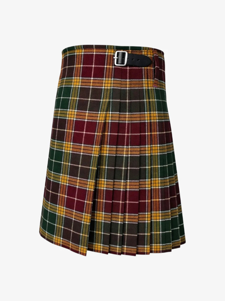 Plaid kilt with a belt on a white background