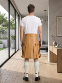 Camel Leather Utility Kilt Back Side