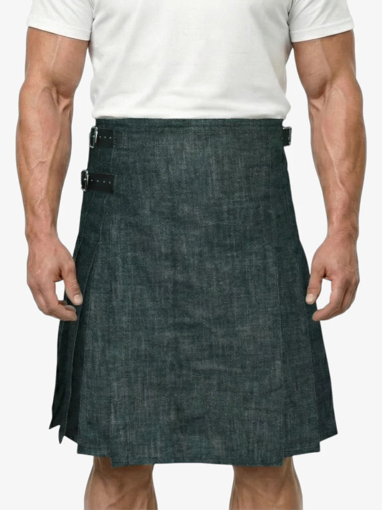 Charcoal Grey Denim Kilt
