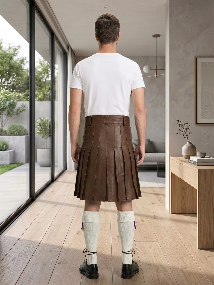 Chocolate Brown Leather Utility Kilt