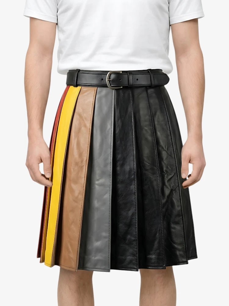 Custom Made Black Fashion Leather Kilt