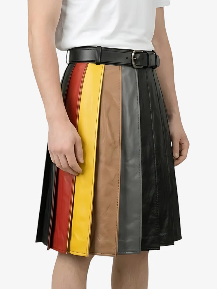 Custom Made Black Fashion Leather Kilt