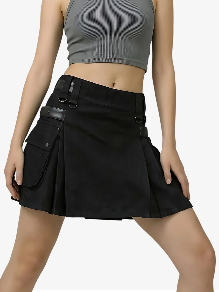 Custom Made Black Women Utility kilt