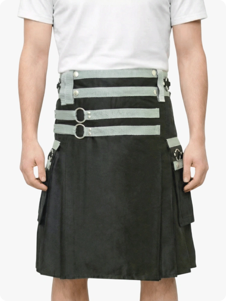 Black and Grey Utility Kilt