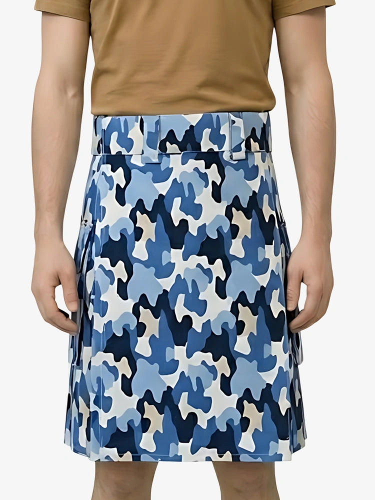 Custom Made Blue Camouflage Utility Kilt
