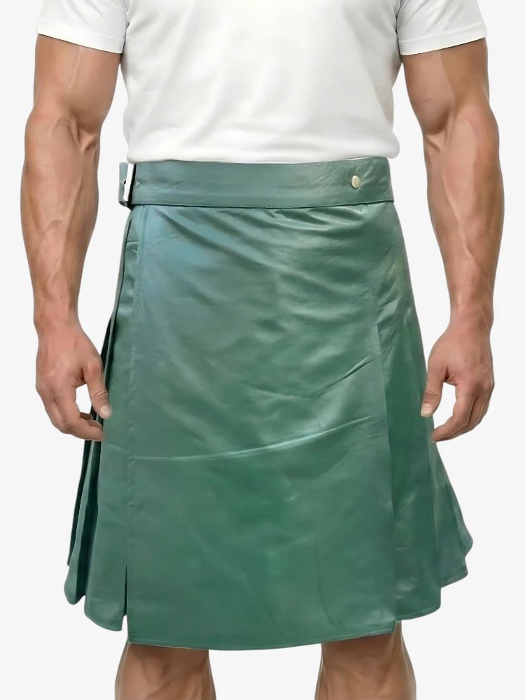 Custom Made Leather Green Kilt