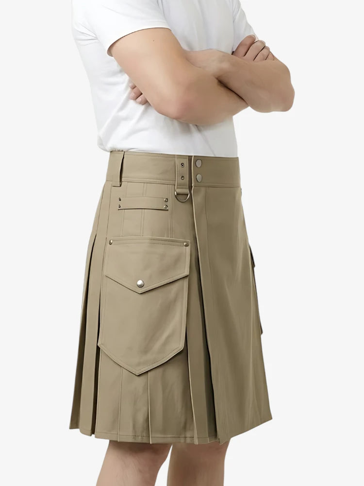 Custom Made Premium Khaki Utility Kilt