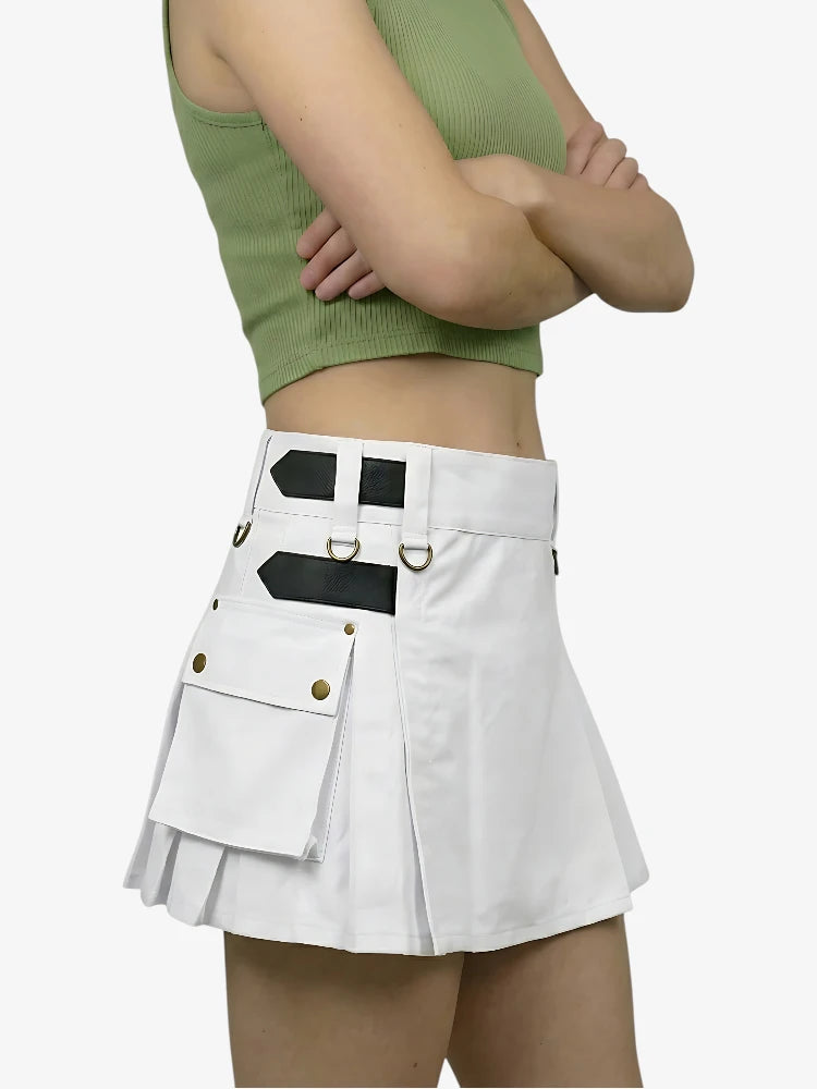 Custom Made White Women Utility Kilt
