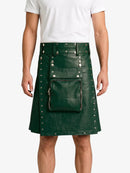 Dark Green Leather Utility Kilt