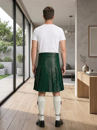 Dark Green Leather Utility Kilt Back Side