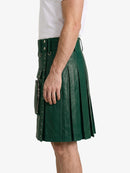 Dark Green Leather Utility Kilt Left