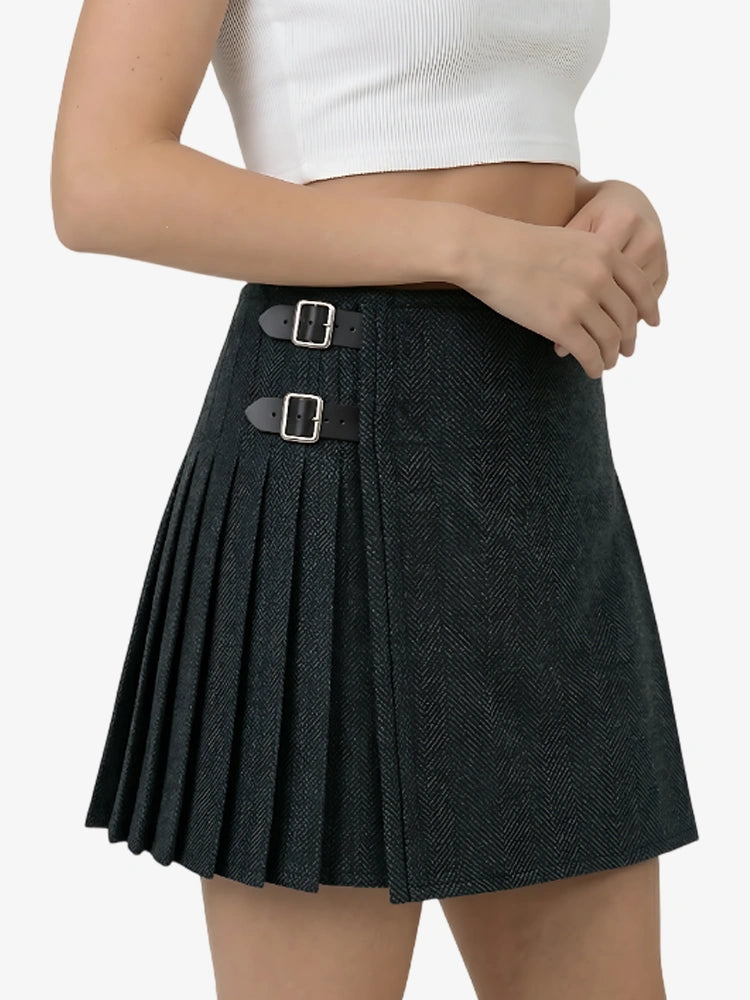 Dark Teal Or Blue & Green Women Tweed Kilt