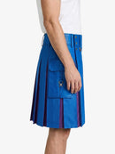 Electric Blue Leather Kilt With Purple Pleats Right