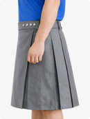 Grey Genuine Leather Utility Kilt with Studded Waistband