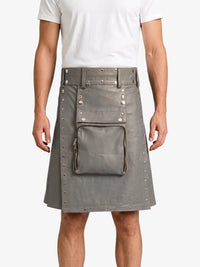 Grey Leather Utility Kilt
