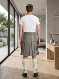 Grey Leather Utility Kilt Back Side