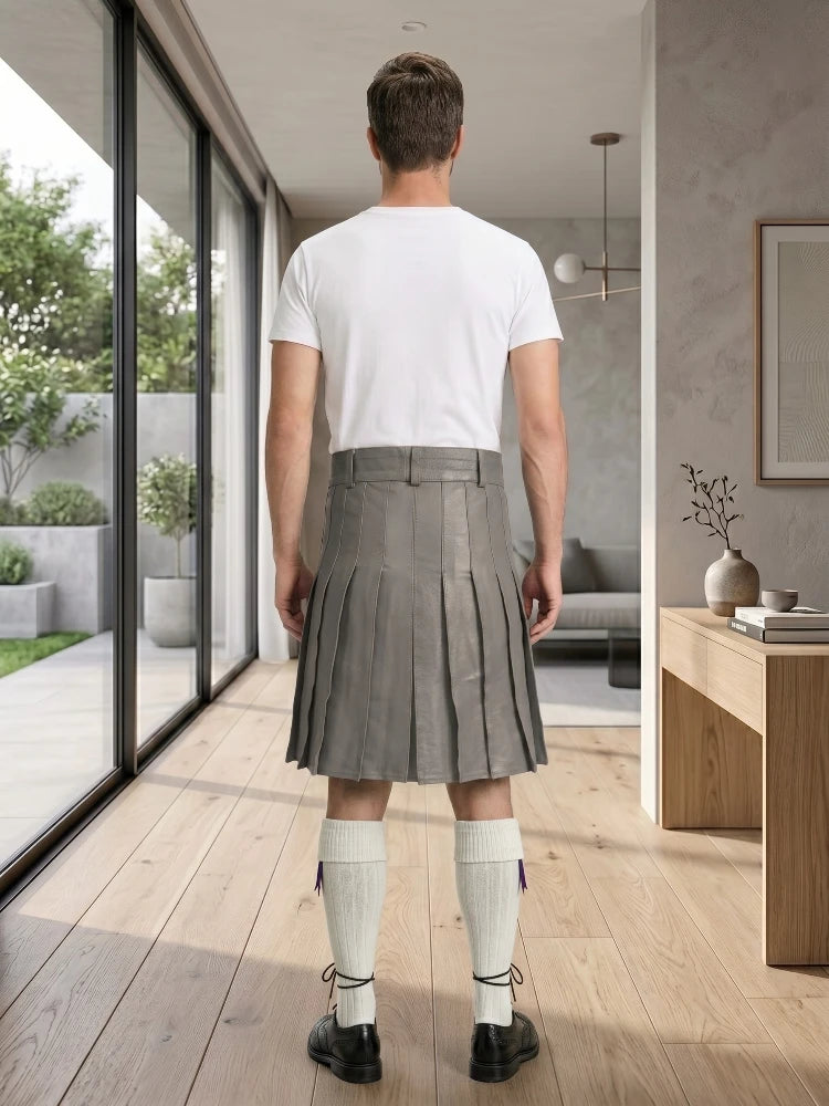 Grey Leather Utility Kilt