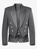 Gray formal jacket with satin lapels on a white background