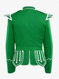 Green jacket with white accents on a white background