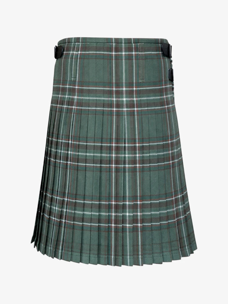 Green plaid kilt back side on a white background