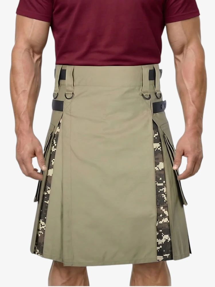 Khaki Hybrid Kilt with Camo Side Panels