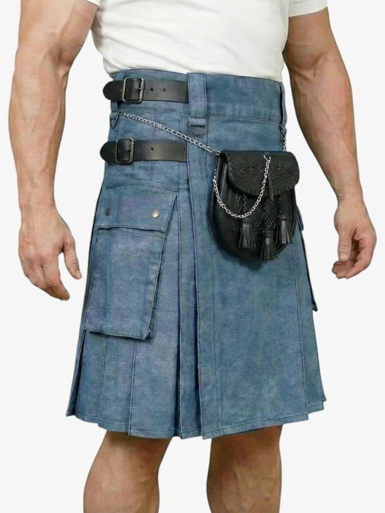 Light Blue Denim Kilt