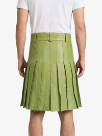 Light Green Leather Utility Kilt Back