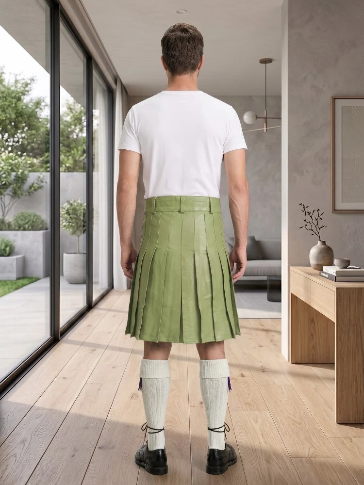 Light Green Leather Utility Kilt