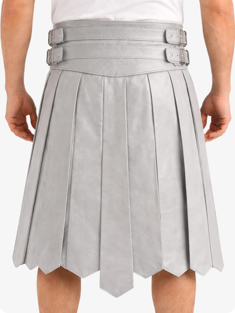 Light Gray pleated skirt with belt on a white background