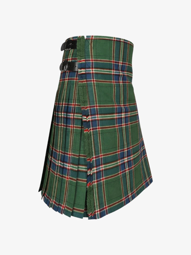 Green plaid kilt on a white background