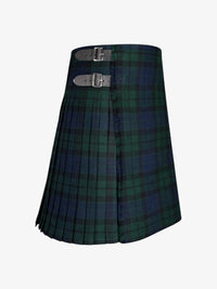 Green plaid kilt with a silver belt on a white background