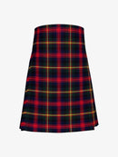 Plaid kilt with red, yellow, and black pattern on a white background