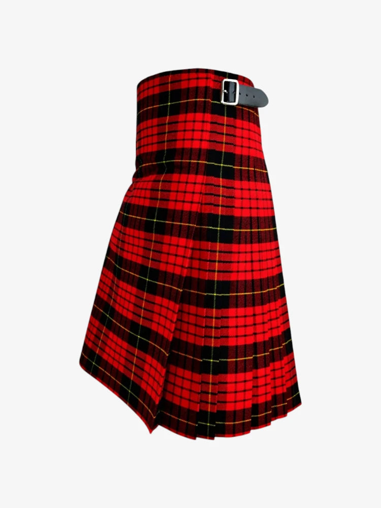 Red and black plaid kilt on a white background