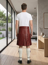 Maroon Leather Utility Kilt Back Side