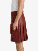 Maroon Leather Utility Kilt Left