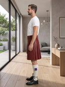 Maroon Leather Utility Kilt Left Side