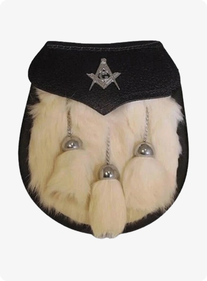 Semi Dress Masonic Emblem White Rabbit Fur Sporran