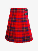 Red and blue plaid kilt on a white background